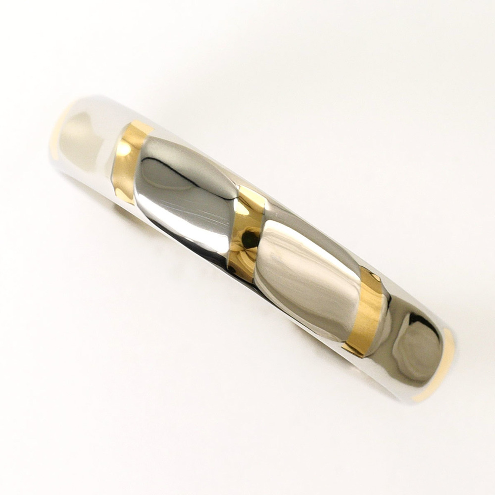 Celine PT850 Platinum 18K Yellow Gold Ring, Size 1, Total Weight 3.0g, Like New.